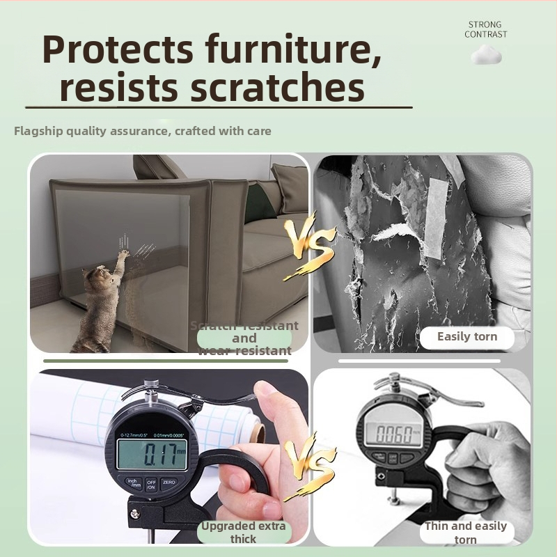 Φιλμ προστασίας καναπέ από γρατζουνιές γάτων — διαφανές κάλυμμα PVC, στυλ καρτούν