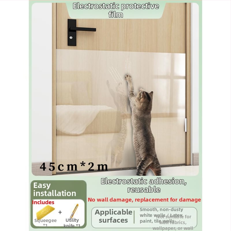 Φιλμ προστασίας καναπέ από γρατζουνιές γάτων — διαφανές κάλυμμα PVC, στυλ καρτούν