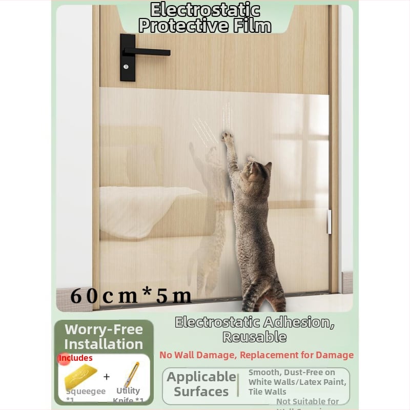 Φιλμ προστασίας καναπέ από γρατζουνιές γάτων — διαφανές κάλυμμα PVC, στυλ καρτούν