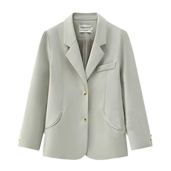 Žensko sako za vitku figuru – ravni kroj, dugi rukavi, poluotvoren ovratnik, jednodobno kopčanje, poliester