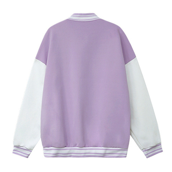 Izšivana jakna s slovima, baseball stil, širok kroj, poliester tkanina, poliester podstava