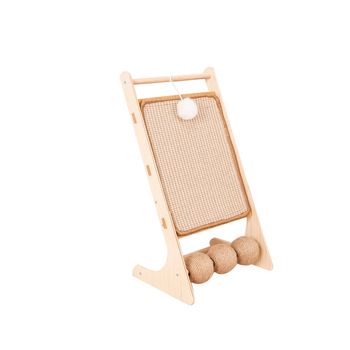 Πίνακας γρατσουνίσματος για γάτες — κάθετος L-σχήματος, από συμπαγές ξύλο, ανθεκτικό στη φθορά, αποσπώμενο παιχνίδι, απλό στυλ