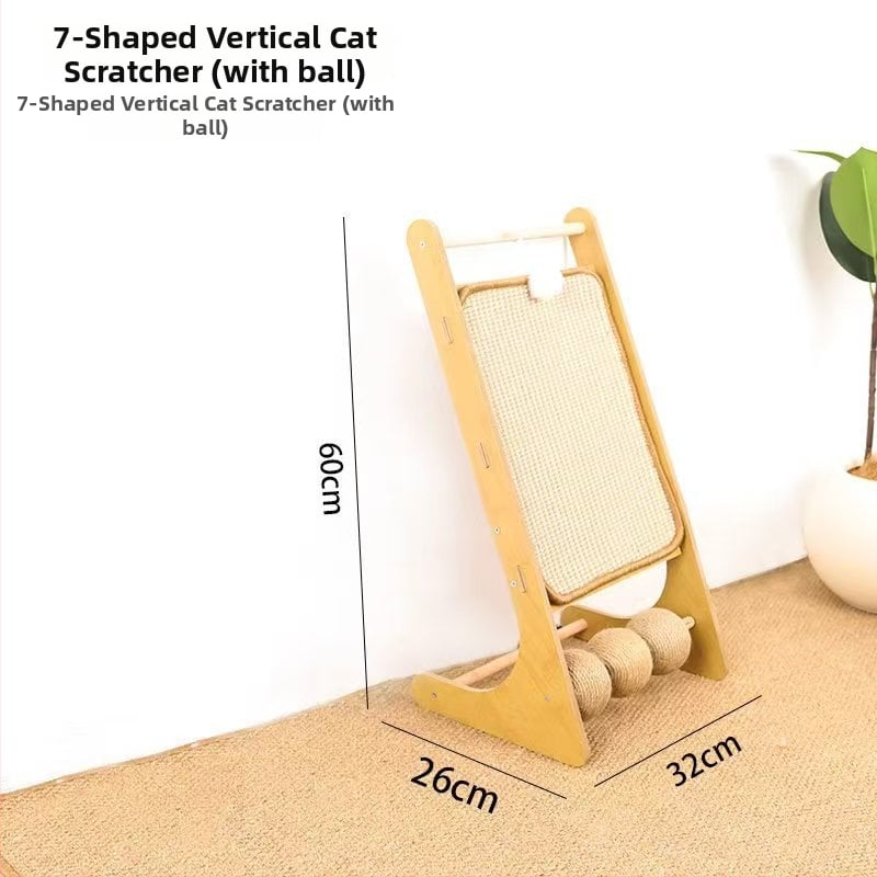 Πίνακας γρατσουνίσματος για γάτες — κάθετος L-σχήματος, από συμπαγές ξύλο, ανθεκτικό στη φθορά, αποσπώμενο παιχνίδι, απλό στυλ
