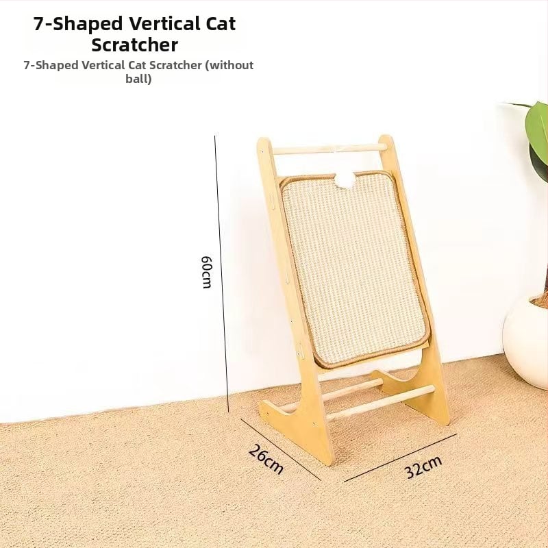 Πίνακας γρατσουνίσματος για γάτες — κάθετος L-σχήματος, από συμπαγές ξύλο, ανθεκτικό στη φθορά, αποσπώμενο παιχνίδι, απλό στυλ