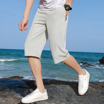 Muške Ice Silk casual šorceve, ravni kroj, duljina 7/5, 97% poliester