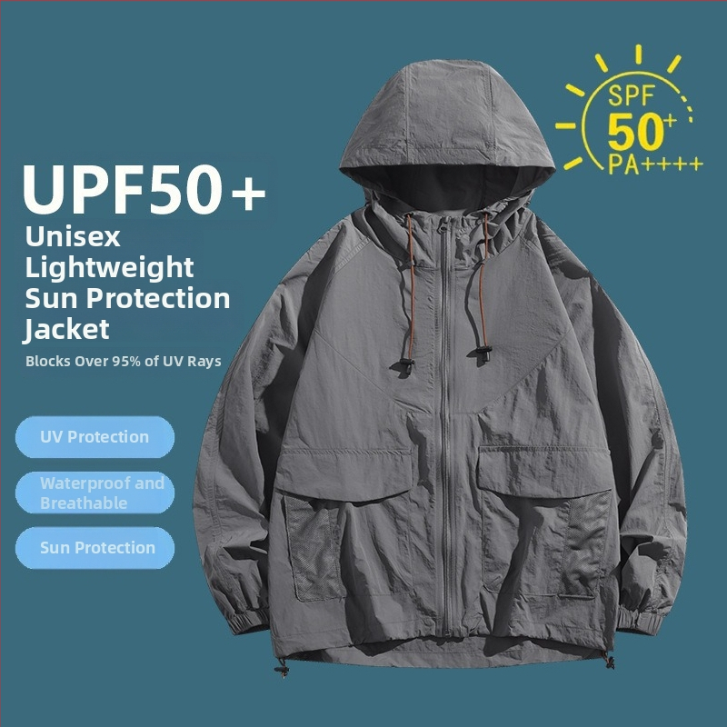 2350 Unisex lagani ljetni vanjski windbreaker od najlona, brzo se suši, prozračan, UPF50+, s kapuljom