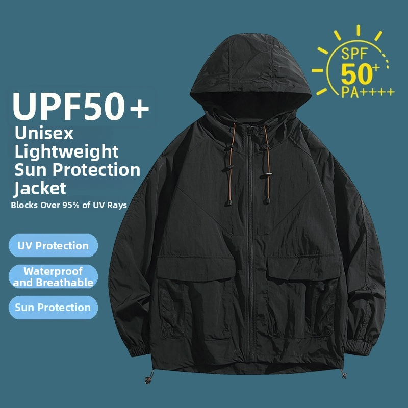 2350 Unisex lagani ljetni vanjski windbreaker od najlona, brzo se suši, prozračan, UPF50+, s kapuljom