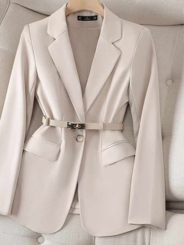 Дамско сако с костюмска яка, дълги ръкави, полиестер, ретро стил