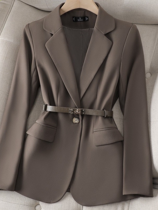 Дамско сако с костюмска яка, дълги ръкави, полиестер, ретро стил