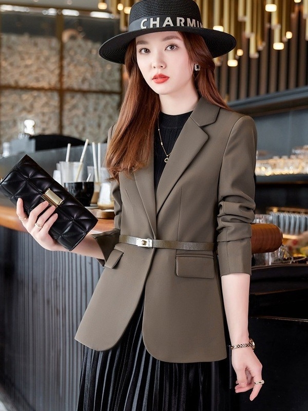 Дамско сако с костюмска яка, дълги ръкави, полиестер, ретро стил