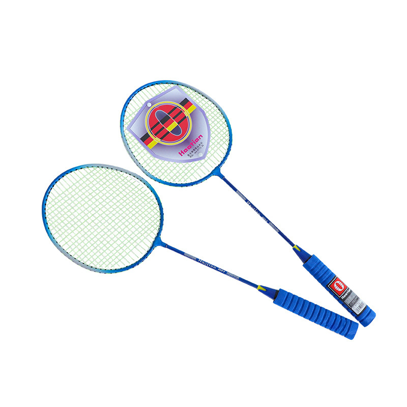 Haotian H01 Set od dvije badminton rakete, okvir od željezne zlitine, najlonske žice, direktan udarac, 95–100 g svaka