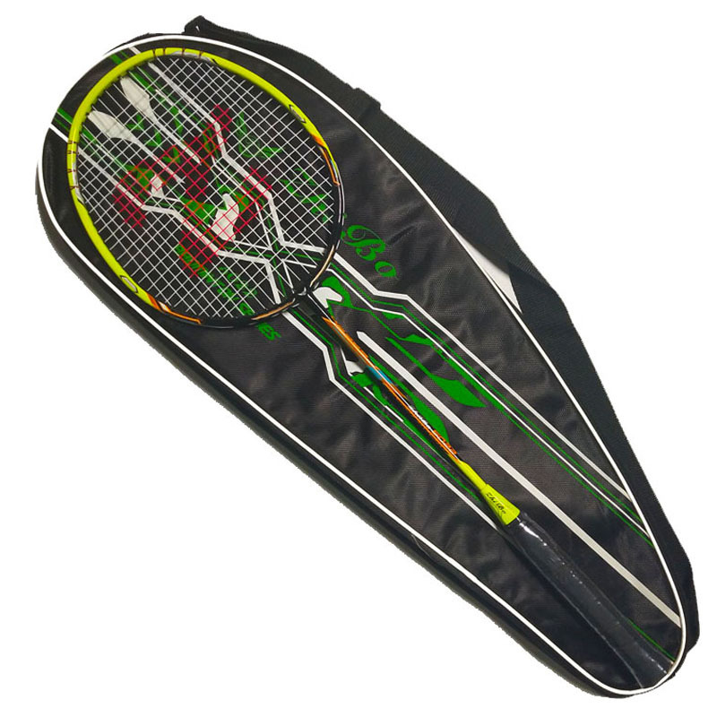 Zhibo badminton reketa – paket od dvije rekete, karbonska vlakna, jednodjelna konstrukcija, ravni vrat, težina 95–100 g