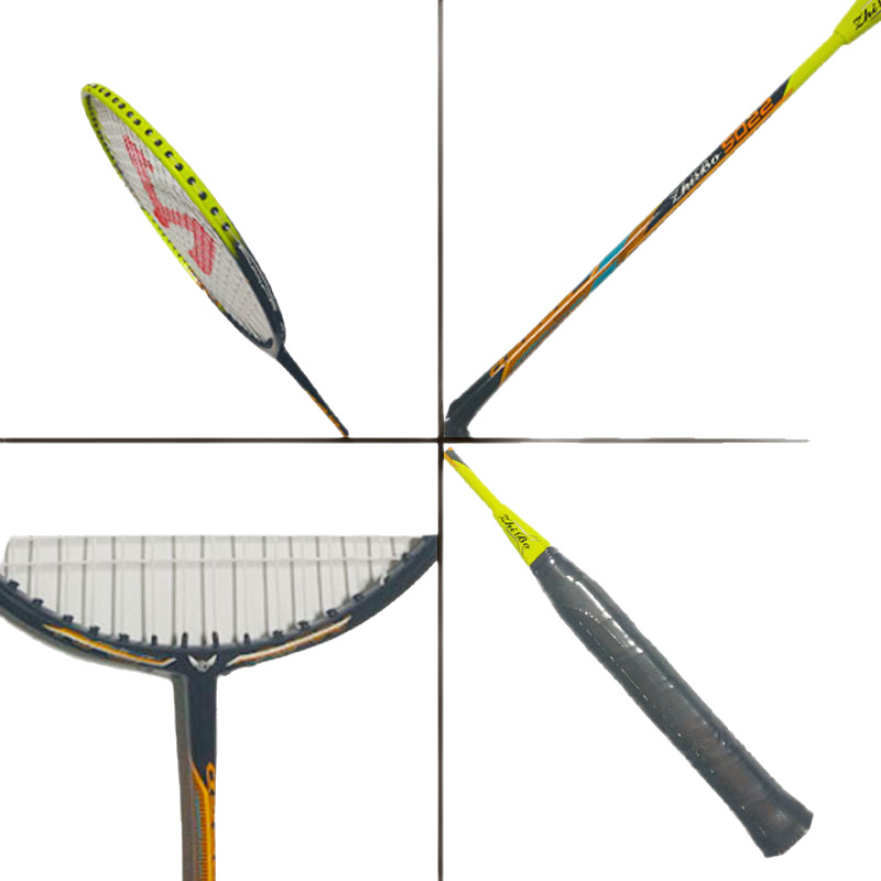 Zhibo badminton reketa – paket od dvije rekete, karbonska vlakna, jednodjelna konstrukcija, ravni vrat, težina 95–100 g