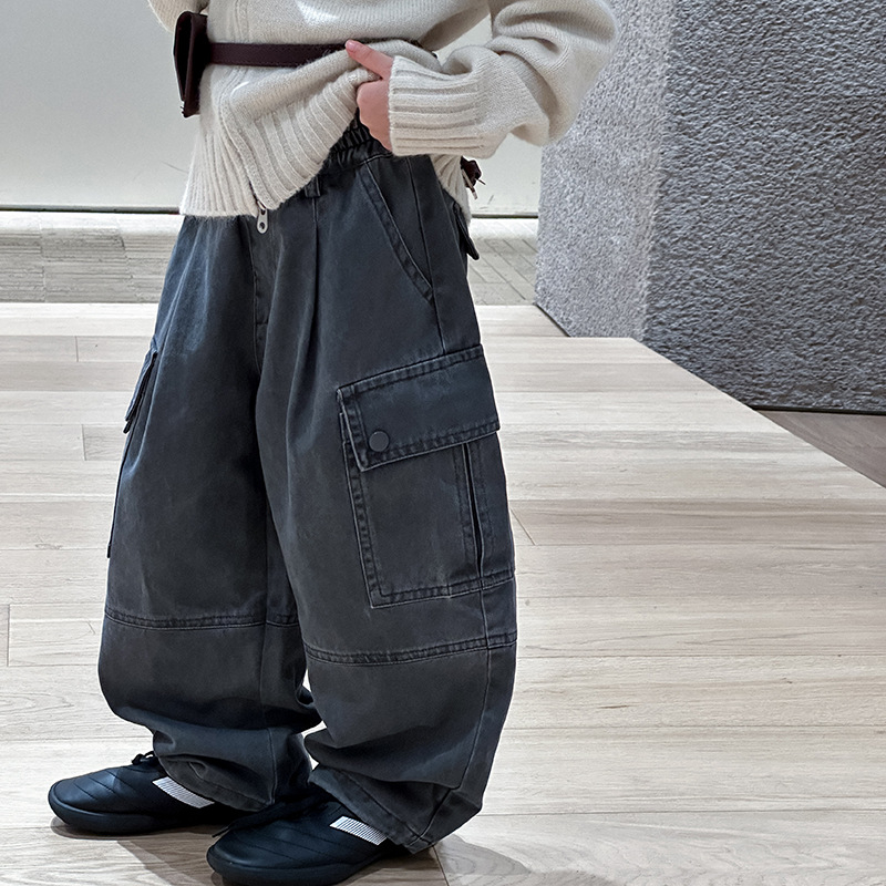 Dječje cargo hlače za jesen, unisex, 100% pamuk, mekan dodir, s džepovima
