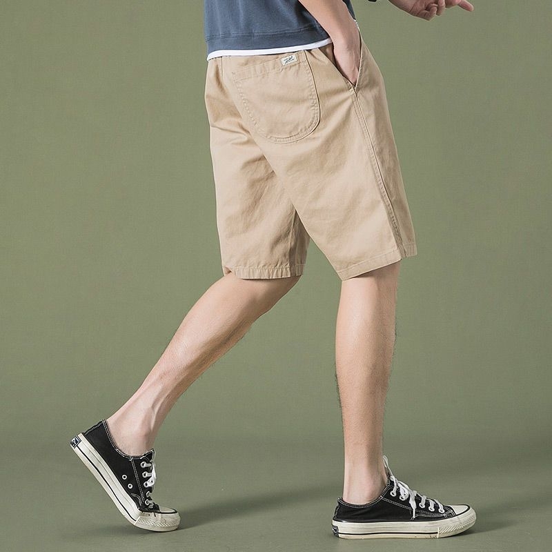 Muške pamučne kratke hlače, slobodan kroj, srednje dužine, ljetna svakodnevna moda, pojas s vezicom, 56% pamuka