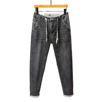 Muške traperice od denima, isprane, široki kroj, srednje visoki pojas, gusta tkanina, elastičnost