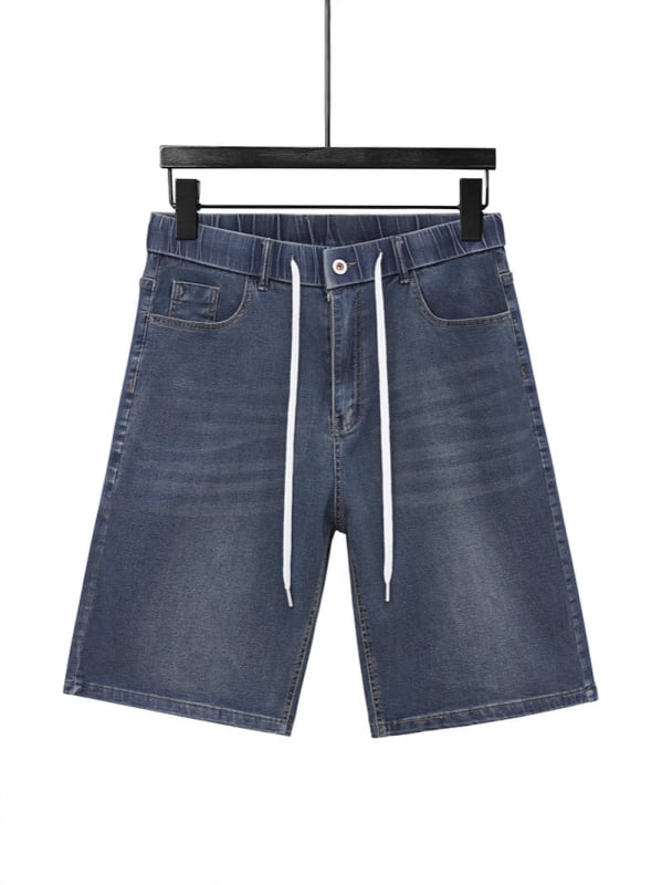 Streč denim šorc, udoban kroj, vintage floral print, pamuk-elastan tkanina, srednje visoki struk