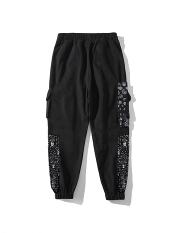 Sportske hlače u opuštenom kroju, brzo se sušećim materijalom, tanke tkanine, srednje visoki pojas, print dizajn za ljeto