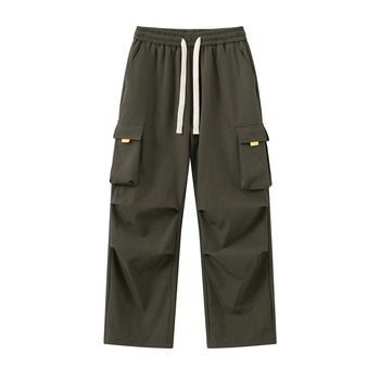 Hlače paratrooper, slobodan kroj, srednji pojas, ravne nogavice, materijal: 96% acetatnih vlakana + poliester, Hongkong stil