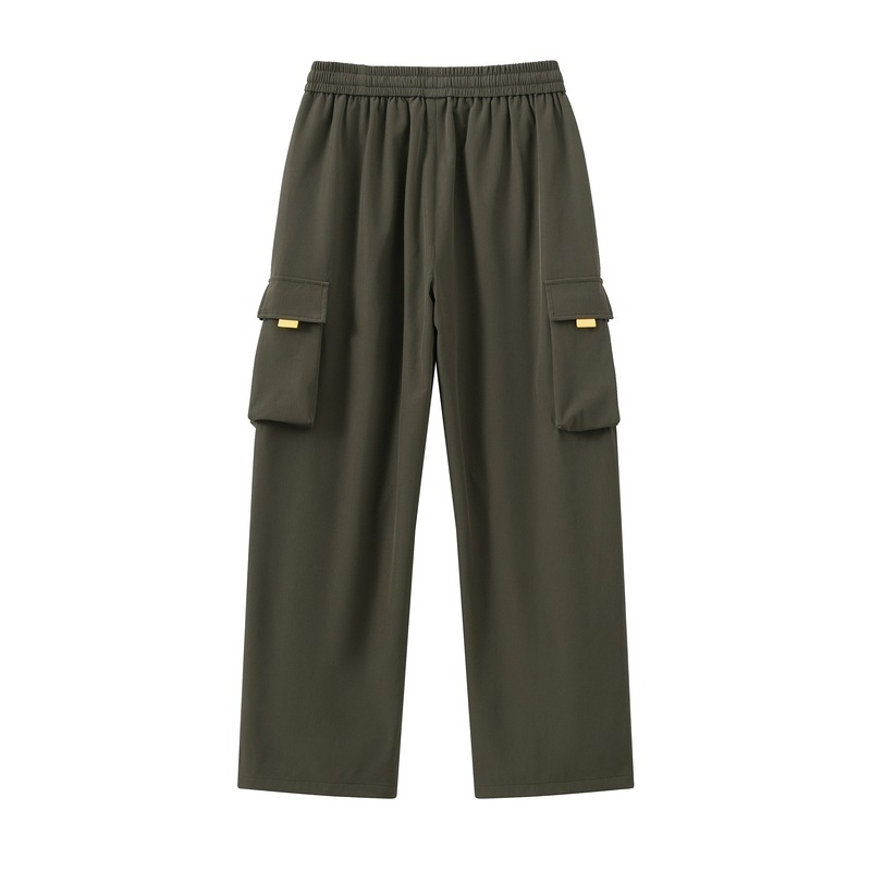 Hlače paratrooper, slobodan kroj, srednji pojas, ravne nogavice, materijal: 96% acetatnih vlakana + poliester, Hongkong stil