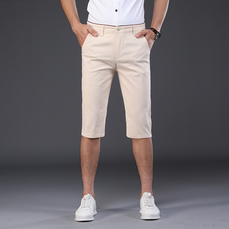 Férfi pamut sportos casual nadrág, egyenes szabású, cropped hossz, középső derekú, egyszínű