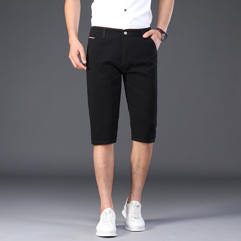 Férfi pamut sportos casual nadrág, egyenes szabású, cropped hossz, középső derekú, egyszínű