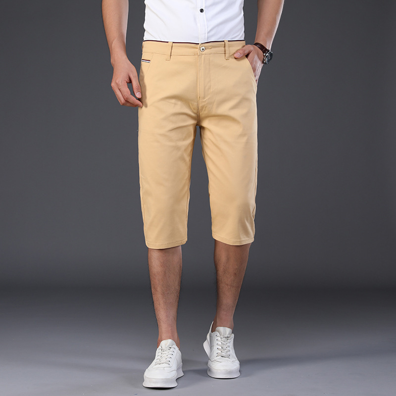 Férfi pamut sportos casual nadrág, egyenes szabású, cropped hossz, középső derekú, egyszínű