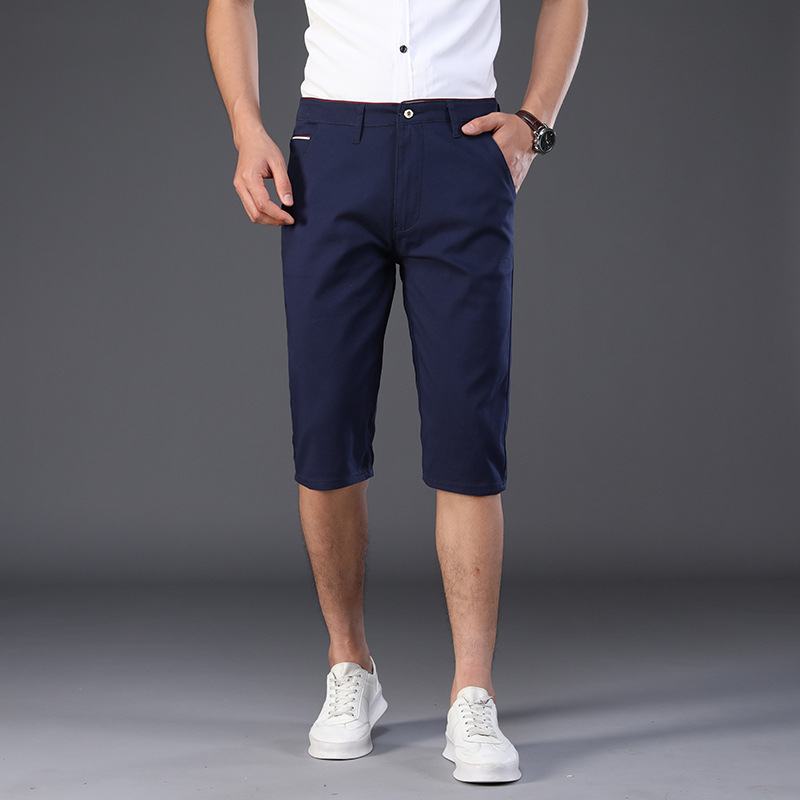 Férfi pamut sportos casual nadrág, egyenes szabású, cropped hossz, középső derekú, egyszínű