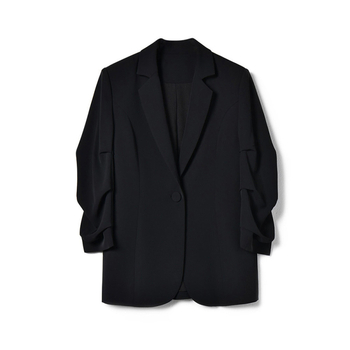 Ženski sako-kostim, gradski stil, jednostruko kopčanje, dugi rukavi, uski kroj, poliester s do 30% elastana