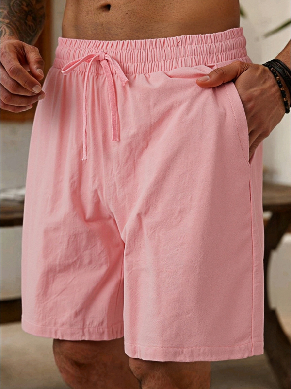 Férfi nyári gyorsszáradó strandrövidnadrág – pamutkeverék, poliészter, egyenes szabás, micro-bounce rugalmasság, edzés stílus