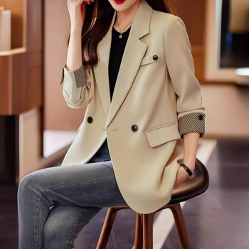 Női slim-fit kosztümzakó, egyszínű mintázat, kosztüm-nyak, hosszú ujjú, dupla soros gombolás, poliészter 95%+
