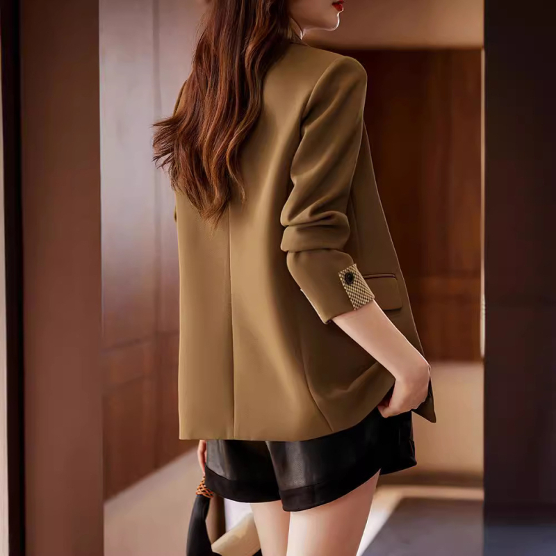 Női slim-fit kosztümzakó, egyszínű mintázat, kosztüm-nyak, hosszú ujjú, dupla soros gombolás, poliészter 95%+