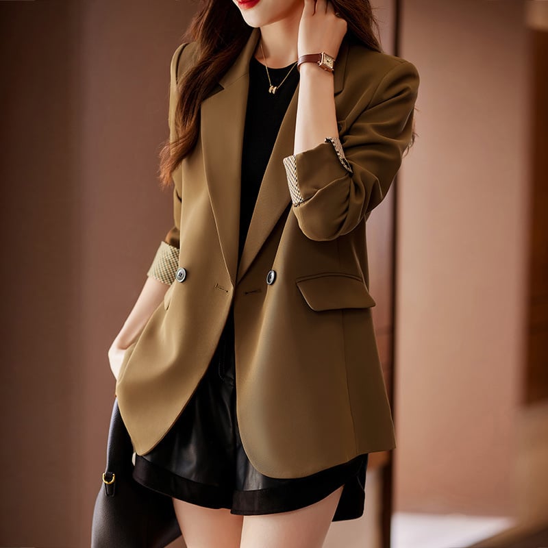 Női slim-fit kosztümzakó, egyszínű mintázat, kosztüm-nyak, hosszú ujjú, dupla soros gombolás, poliészter 95%+