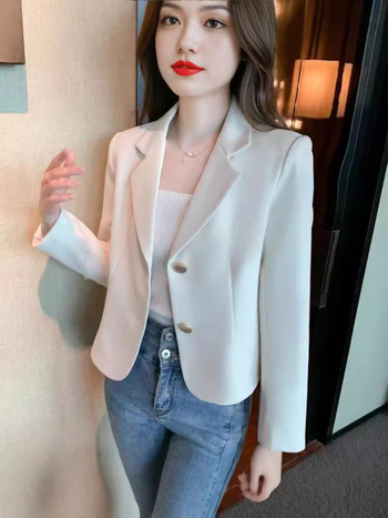 Női slim szabású kosztüm felső 3D mintával, hosszú ujjú, kosztüm gallér, poliészter (95%+)