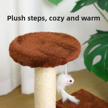 Drevený mačací strom so sisalovou škrabadkou a jednoduchou skokovou platformou — Shengze