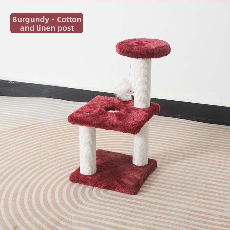 Drevený mačací strom so sisalovou škrabadkou a jednoduchou skokovou platformou — Shengze