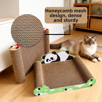 Πλάκα γρατζουνίσματος γάτας από γофραρισμένο χαρτί – ανθεκτική, δεν σπάει, ανθεκτική στις γρατσουνιές; στυλ καρτούν, Μοντέλο MZB1601, Συσκευασία 1, Για όλες τις εποχές