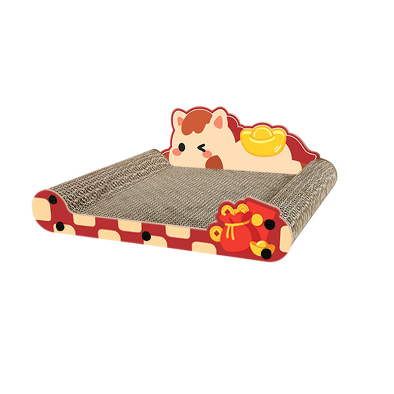 Πλάκα γρατζουνίσματος γάτας από γофραρισμένο χαρτί – ανθεκτική, δεν σπάει, ανθεκτική στις γρατσουνιές; στυλ καρτούν, Μοντέλο MZB1601, Συσκευασία 1, Για όλες τις εποχές