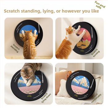 Πίνακας γρατσουνίσματος για γάτες από Washi χαρτί – επιτοίχιος, περιστρεφόμενος, σχέδιο πατουσάς γάτας σε ύφος ελαιογραφίας (χαριτωμένο στυλ)