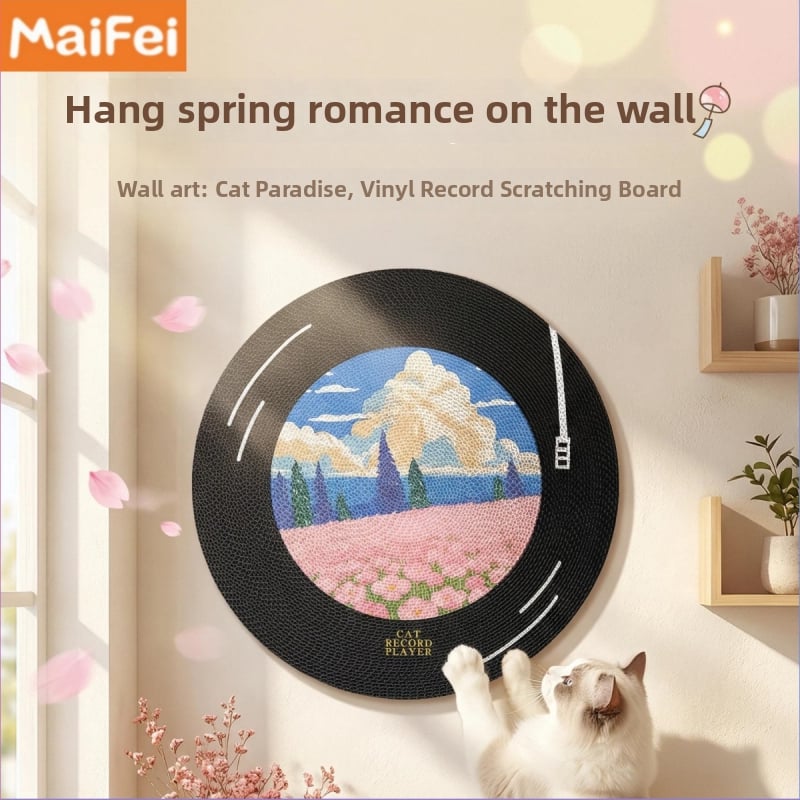 Πίνακας γρατσουνίσματος για γάτες από Washi χαρτί – επιτοίχιος, περιστρεφόμενος, σχέδιο πατουσάς γάτας σε ύφος ελαιογραφίας (χαριτωμένο στυλ)