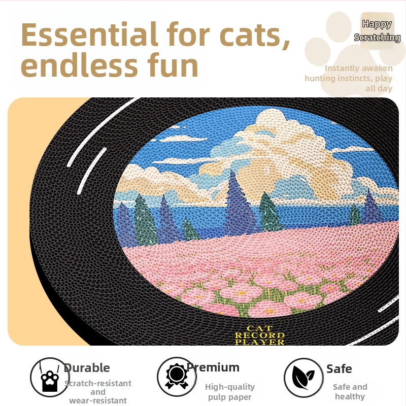 Πίνακας γρατσουνίσματος για γάτες από Washi χαρτί – επιτοίχιος, περιστρεφόμενος, σχέδιο πατουσάς γάτας σε ύφος ελαιογραφίας (χαριτωμένο στυλ)