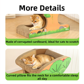 Γάτας δίσκος γρατσουνίσματος από κυματοειδές χαρτόνι, ανθεκτικό, για όλες τις εποχές, στυλ καρτούν, μοντέλο 25T0260M/25T0261M, τυχαίο κουτί