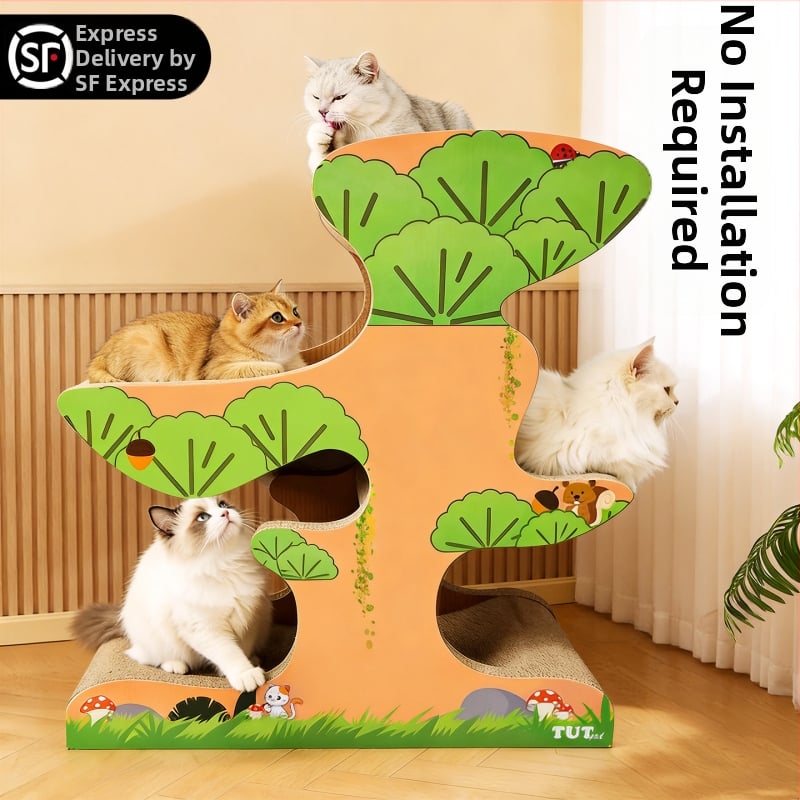 Γάτας δίσκος γρατσουνίσματος από κυματοειδές χαρτόνι, ανθεκτικό, για όλες τις εποχές, στυλ καρτούν, μοντέλο 25T0260M/25T0261M, τυχαίο κουτί