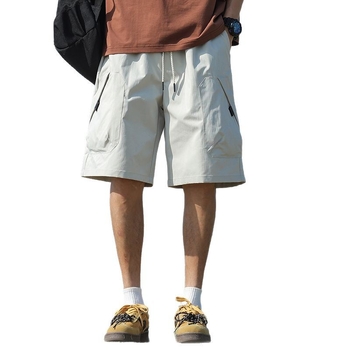 Férfi nyári munkás rövidnadrág, poliészter, sportos stílus, egyenes szabás, középméretű hossz