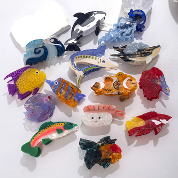 Acetát hajcsipesz hal motívummal – eredeti dizájn, kézzel készült, rögzítő fogó hajcsipesz nőknek