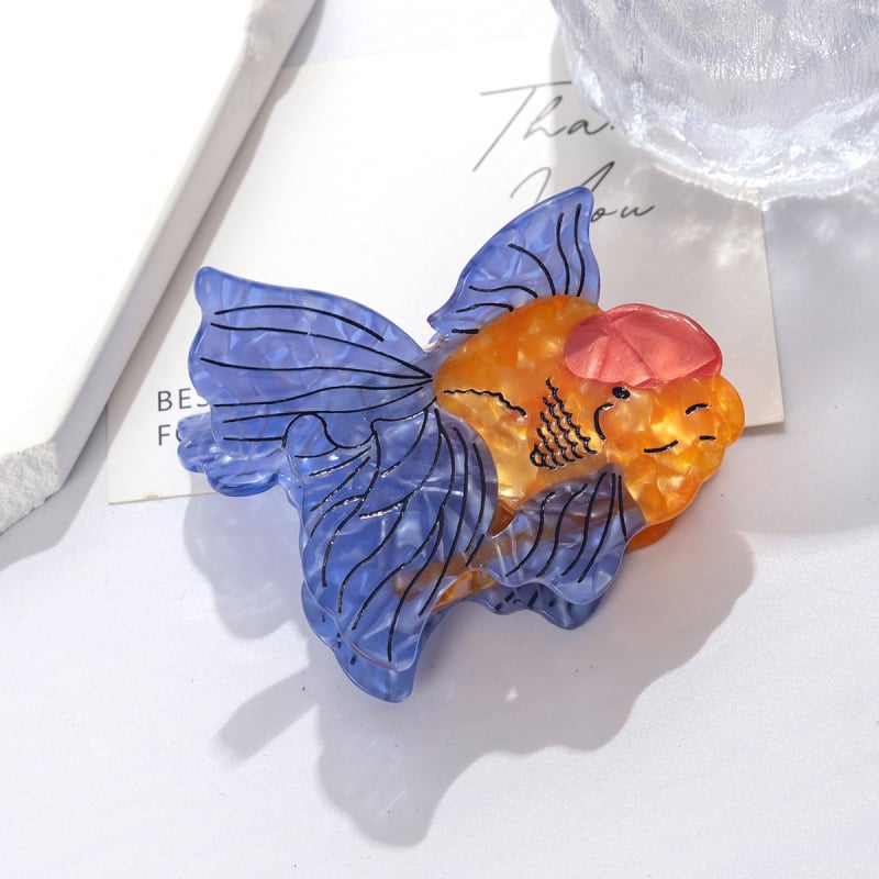 Acetát hajcsipesz hal motívummal – eredeti dizájn, kézzel készült, rögzítő fogó hajcsipesz nőknek