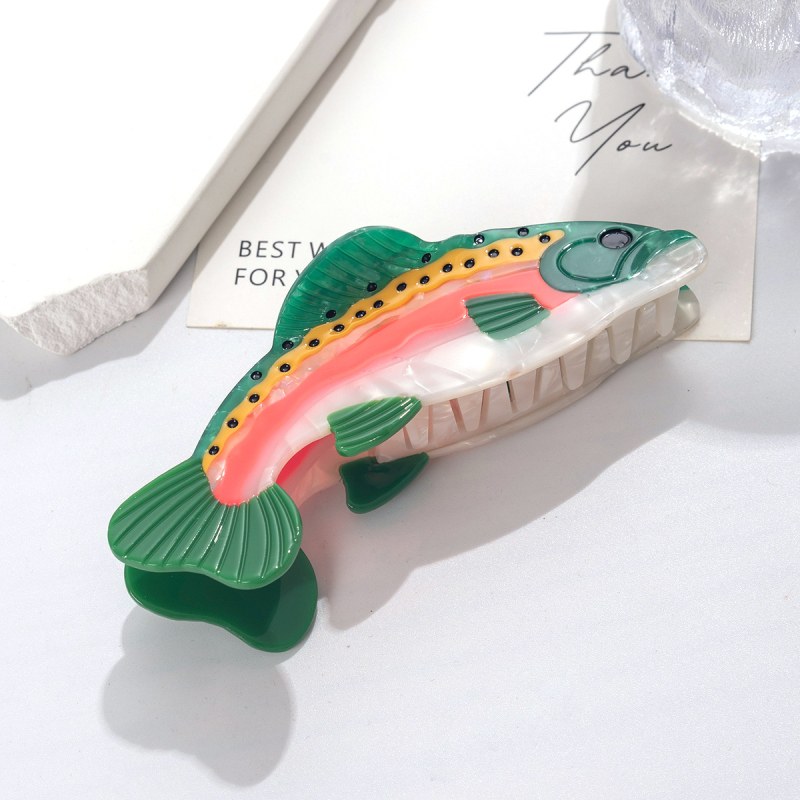 Acetát hajcsipesz hal motívummal – eredeti dizájn, kézzel készült, rögzítő fogó hajcsipesz nőknek