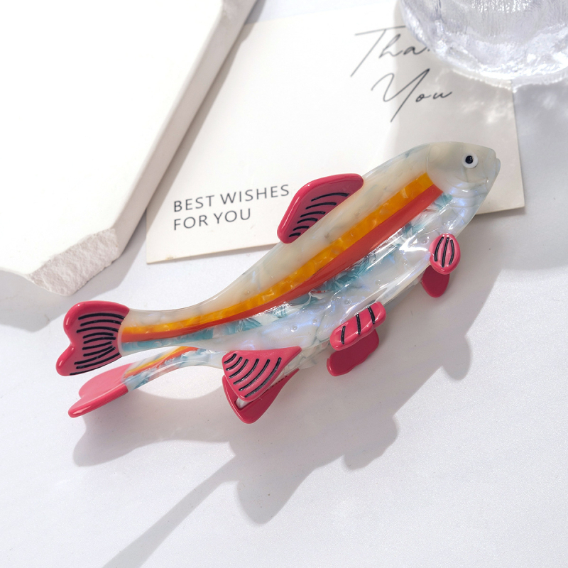 Acetát hajcsipesz hal motívummal – eredeti dizájn, kézzel készült, rögzítő fogó hajcsipesz nőknek