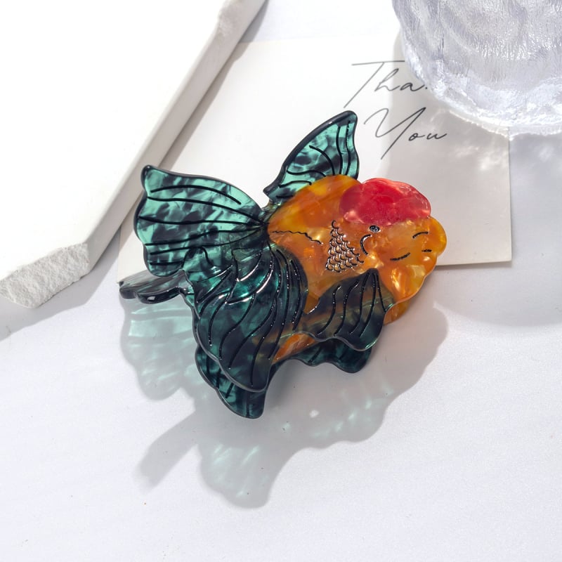 Acetát hajcsipesz hal motívummal – eredeti dizájn, kézzel készült, rögzítő fogó hajcsipesz nőknek