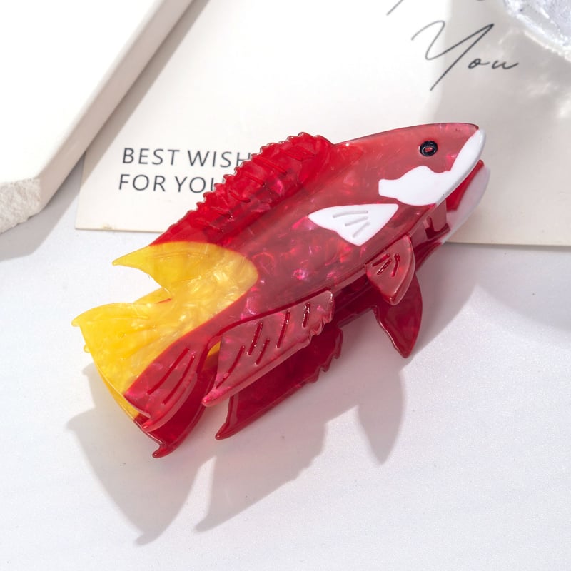 Acetát hajcsipesz hal motívummal – eredeti dizájn, kézzel készült, rögzítő fogó hajcsipesz nőknek